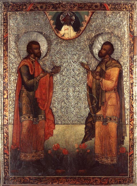 Косма и Дамиан Асийские. Средник иконы